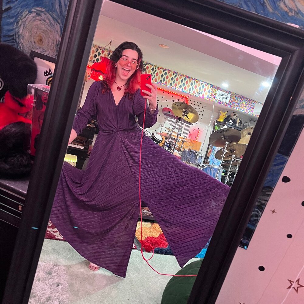 Purple Plisse Disco Maxi Gown - Picture 5 of 8